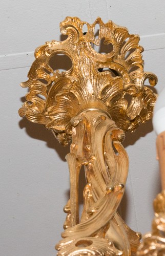 Napoléon III - Rocaille chandelier in gilt bronze, Napoleon III period