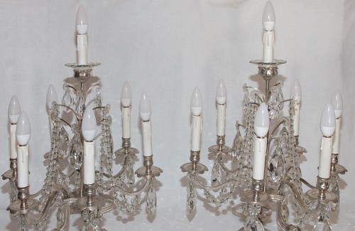 Pair of silver plated bronze girandoles end of 19th century - Lighting Style Napoléon III