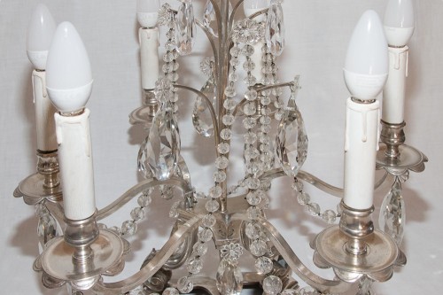 Lighting  - Pair of silver plated bronze girandoles end of 19th century
