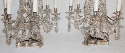 Pair of silver plated bronze girandoles end of 19th century - 