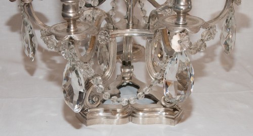 Napoléon III - Pair of silver plated bronze girandoles end of 19th century