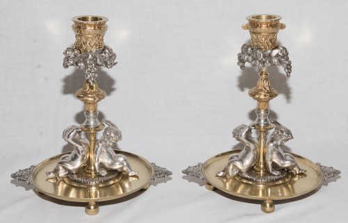 Lighting  - Pair of candlesticks signed Henri Picard late 19th century