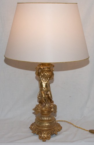 Napoléon III - Grandes paire de lampes aux putti en bronze doré époque Napoléon III