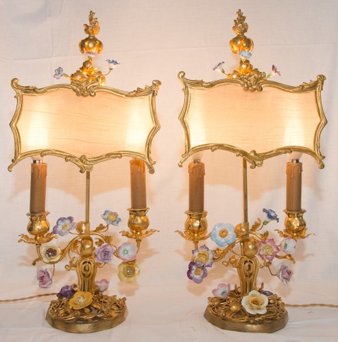 Paire de lampes à écran en bronze circa 1880 - Galerie Lauretta