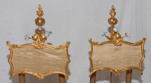 Antiquités - Paire de lampes à écran en bronze circa 1880