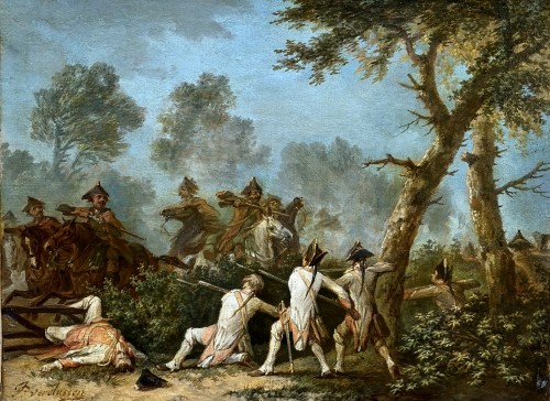 L’embuscade , Jan peeter Verdussen (1700-1763) - Tableaux et dessins Style Louis XV