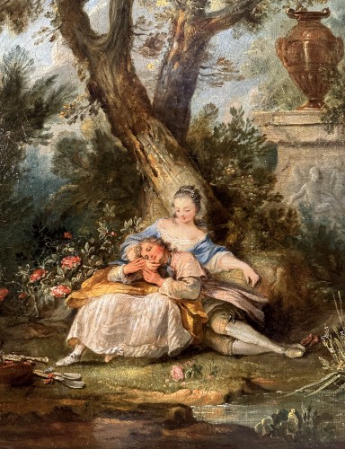 Le tendre repos, attribué à Jean Frédéric Schall, (1752-1825)  - Tableaux et dessins Style Louis XV