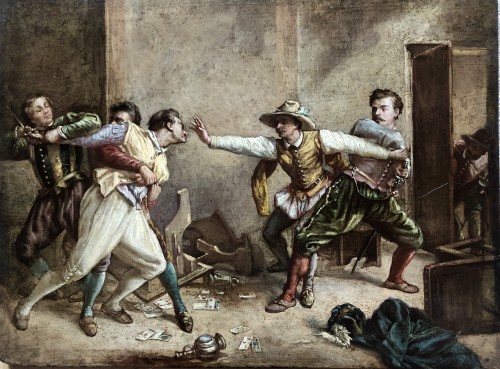 Quarrel of musketeers, after Jean Louis Meissonier - Paintings & Drawings Style Louis-Philippe