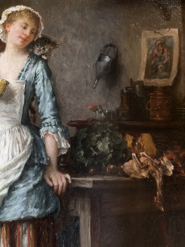 Tableaux et dessins Tableaux XIXe siècle - La jeune fille de cuisine - Jeanne Fichel (1849 -1906)