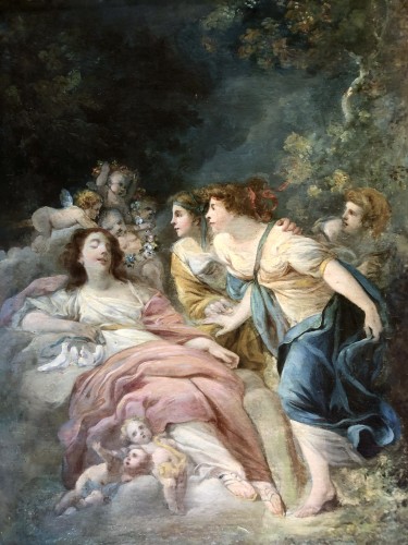 Le sommeil de Vénus, école française du 18e siècle attribué à Jacques Gamelin (1738-1803) - Tableaux et dessins Style Louis XV