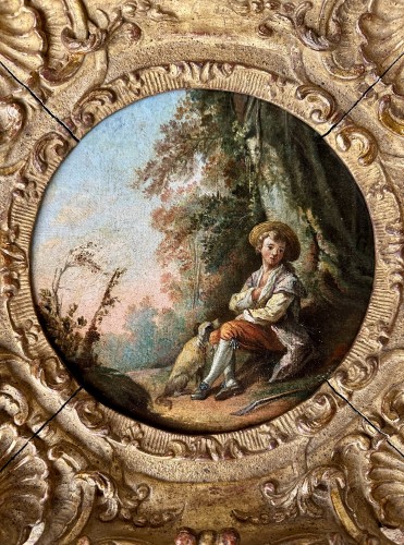 Jeune patre et son chien atelier de (J.B Huet 1745-1811) - Michel Lardanchet Antiquités