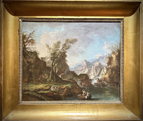 Landscape with Waterfal, Genoese school circle of the 18th century - 