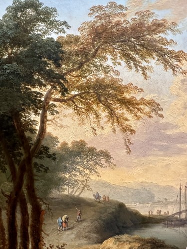 18th century - Fishing Scene at Sunset attributable to Charles-François Lacroix de Marseille (1700-1781)