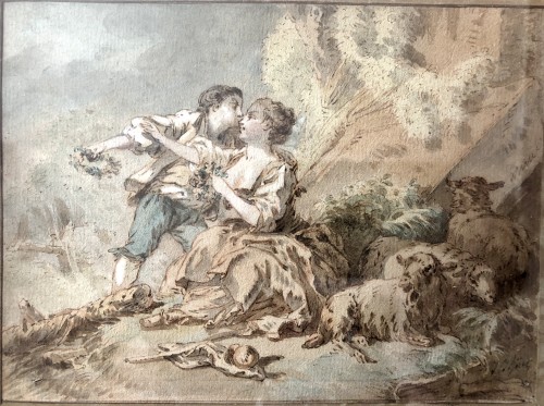 Jean-Baptiste-Huet (1745.1811) - La promenade à dos d’âne et le berger entreprenant. - Louis XV