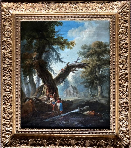 Les dénicheurs d’oiseaux Jean-Baptiste PILLEMENT Lyon 1728-1808 (Atelier de) - Paintings & Drawings Style Louis XV