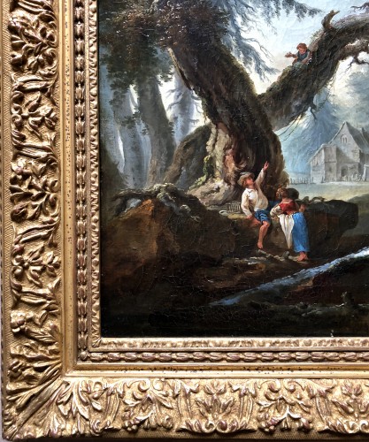 18th century - Les dénicheurs d’oiseaux Jean-Baptiste PILLEMENT Lyon 1728-1808 (Atelier de)