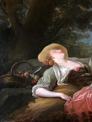 La villageoise endormie - Atelier de Jean-Baptiste-Huet (1745-1811) - Tableaux et dessins Style Louis XVI