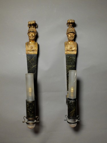 Pair of Empire period Quinquet sconces - Lighting Style Empire