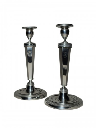 Pair Of 19th Century Candlesticks In Solid Silver 