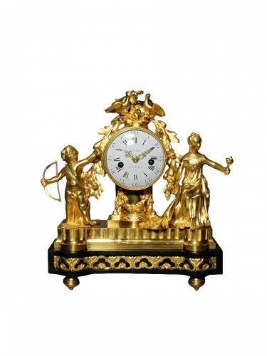 Pendule d'époque Louis XVI à l'allégorie du mariage