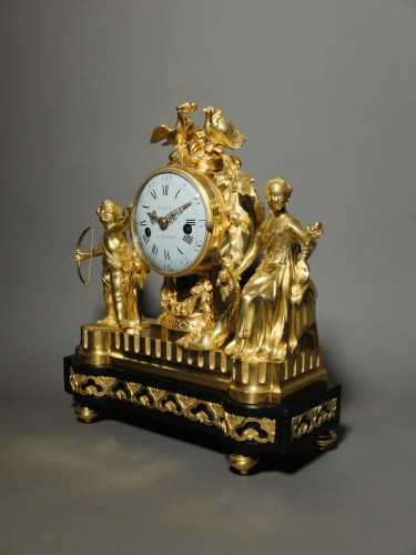 Pendule d'époque Louis XVI à l'allégorie du mariage - Horlogerie Style Louis XVI