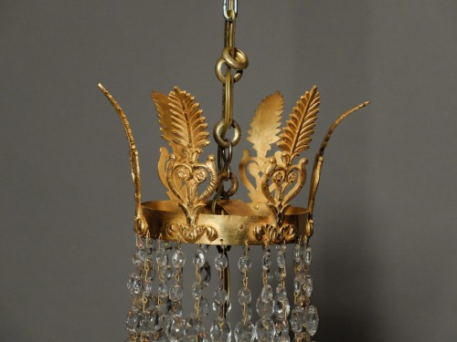 Napoléon III - Chandelier of basket form in gilded bronze and crystal