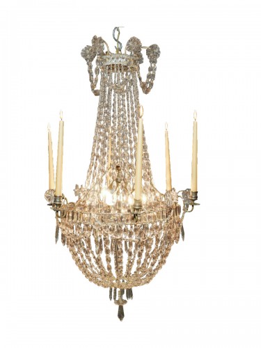 Lustre corbeille XIXe à 6 feux