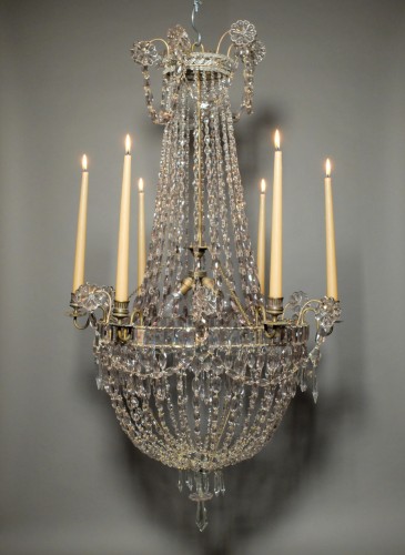 Lustre corbeille XIXe à 6 feux - Luminaires Style Napoléon III