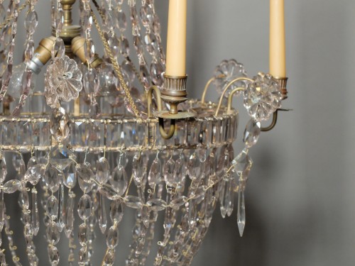 19th century - &quot;Corbeille&quot; chandelier with 6 lights - XIXth century