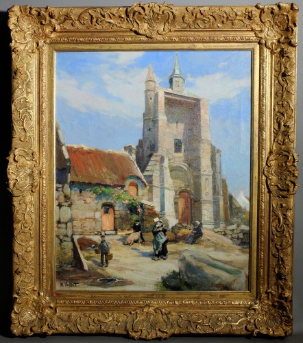 Henri Vollet - &quot;Church of Sainte Avoye - 1932&quot;  - Paintings & Drawings Style 