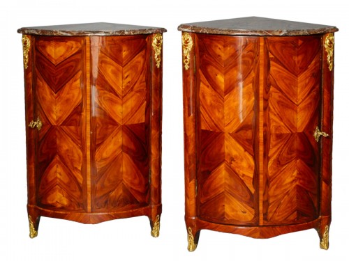 Pair of Louis XV period corner cupboards