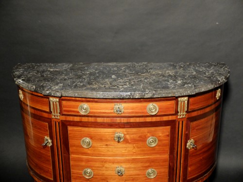 Louis XVI - &quot;Half-moon&quot; Chest Of Drawers Stamped By Fidelys Schey