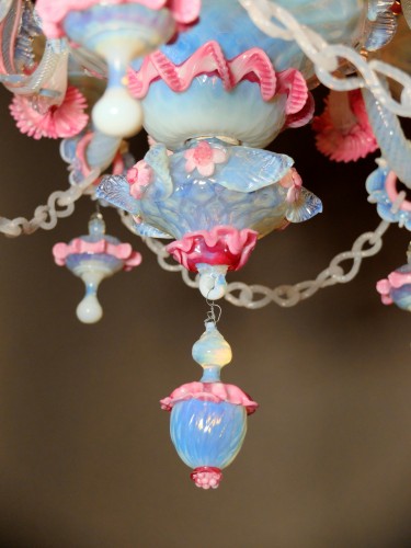 Antiquités - Lustre en verre de Murano à 5 branches