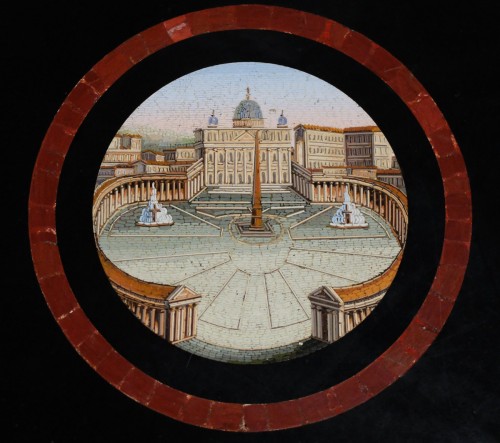 Micromosaic pedestal table with Vviews of Rome, Italy circa 1820-1830  - Furniture Style Restauration - Charles X