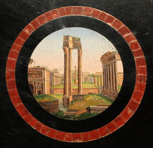 Mobilier Table & Guéridon - Guéridon en micromosaïque aux vues de Rome, Italie circa 1820-1830