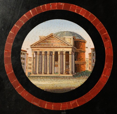 Guéridon en micromosaïque aux vues de Rome, Italie circa 1820-1830 - Antiquités Olivier Alberteau