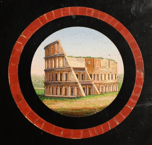 Guéridon en micromosaïque aux vues de Rome, Italie circa 1820-1830 - Restauration - Charles X