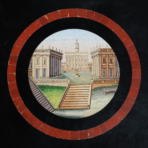 Restauration - Charles X - Guéridon en micromosaïque aux vues de Rome, Italie circa 1820-1830