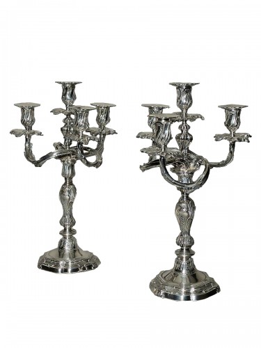 Pair of rocaille candelabra - 19th Century 