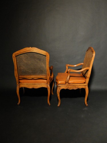 Seating  - Pair of cane armchairs stamped Drouilly 