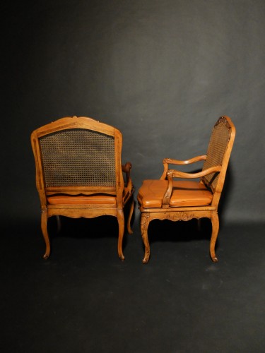 Sièges Fauteuil & Bergère - Paire de fauteuils cannés estampillés Drouilly