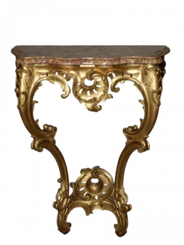 Louis XV period console in gilded wood 