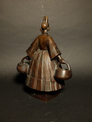Sculpture  - Breton woman with baskets - Charles Maillard 1924 
