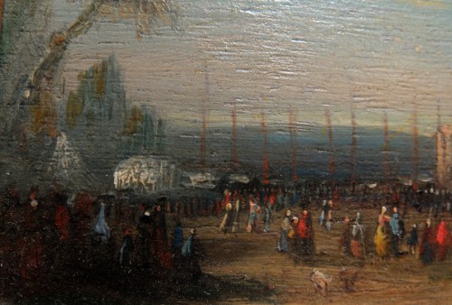 Italian palace scene, 19th century miniature  - 