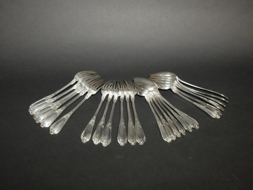 silverware & tableware  - Set of 12 solid silver place settings by Henri Soufflot 