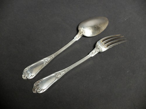 Set of 12 solid silver place settings by Henri Soufflot  - 
