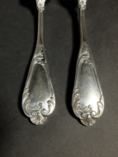 19th century - Set of 12 solid silver place settings by Henri Soufflot 