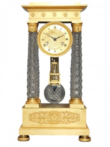 Charles X clock in bronze and crystal 