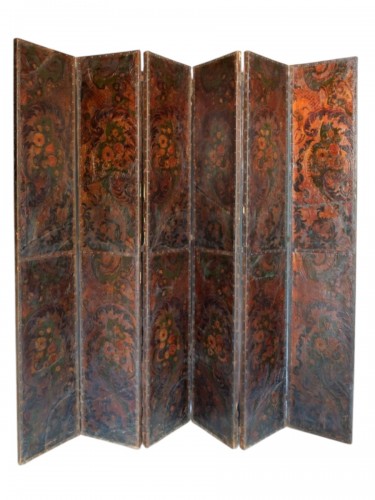 6-leaf screen in Cordoba leather - 18th century 