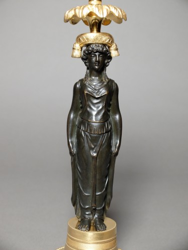 Lighting  - Pair of candlesticks with caryatids